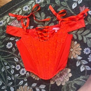 Red Lace-Up Corset Top sugar Thrillz dolls kill size small